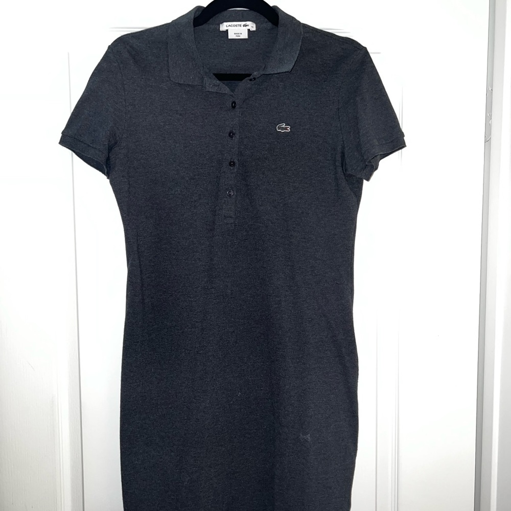 Gray polo dress. Above the knee length.